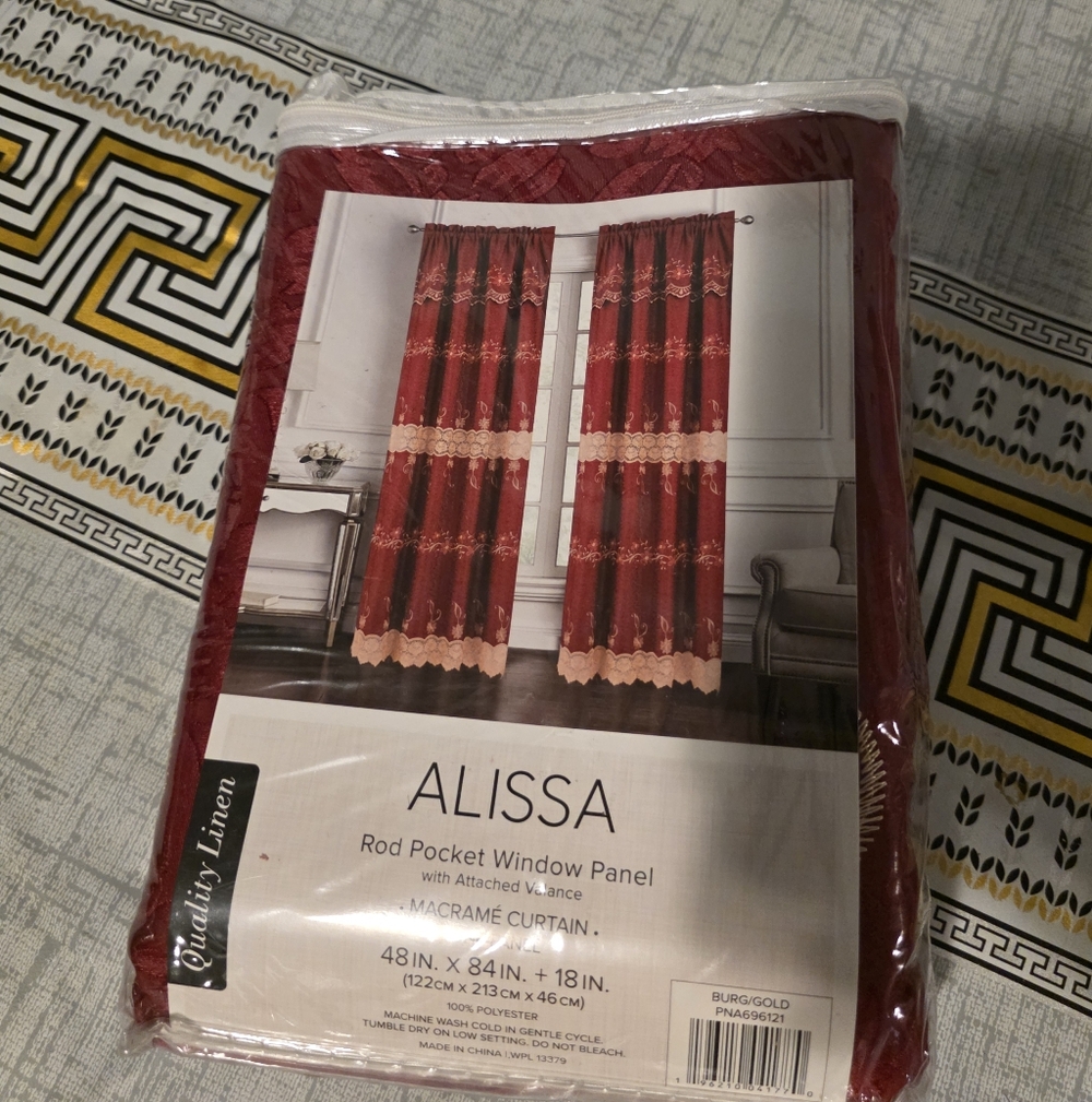 Burgundy Alissa Rod Pocket Window Panel by